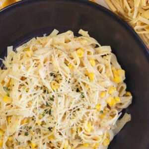 Creamy corn fettuccine