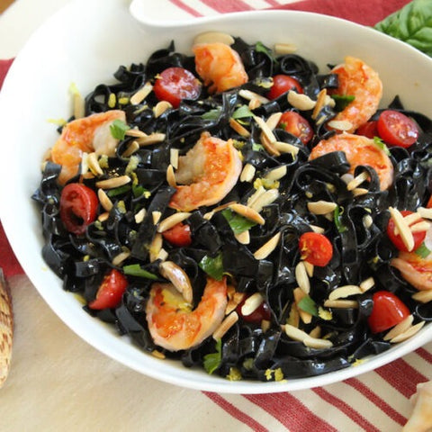 Squid Ink Pasta with Shrimp