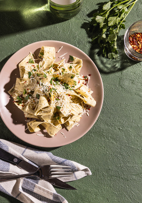 Garlic Herb Pappardelle