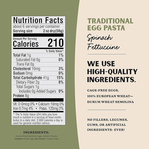 AL DENTE Spinach Fettuccine, 12oz Bags (Pack of 4)